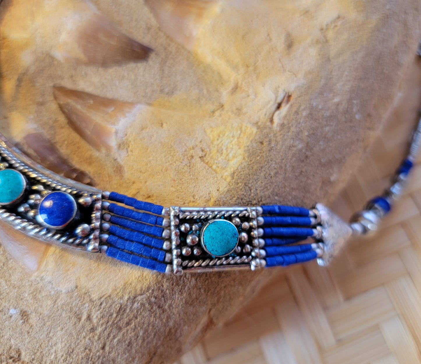 Sterling Silver Bedouin tribal Necklace Hand Painted Arabian Horse