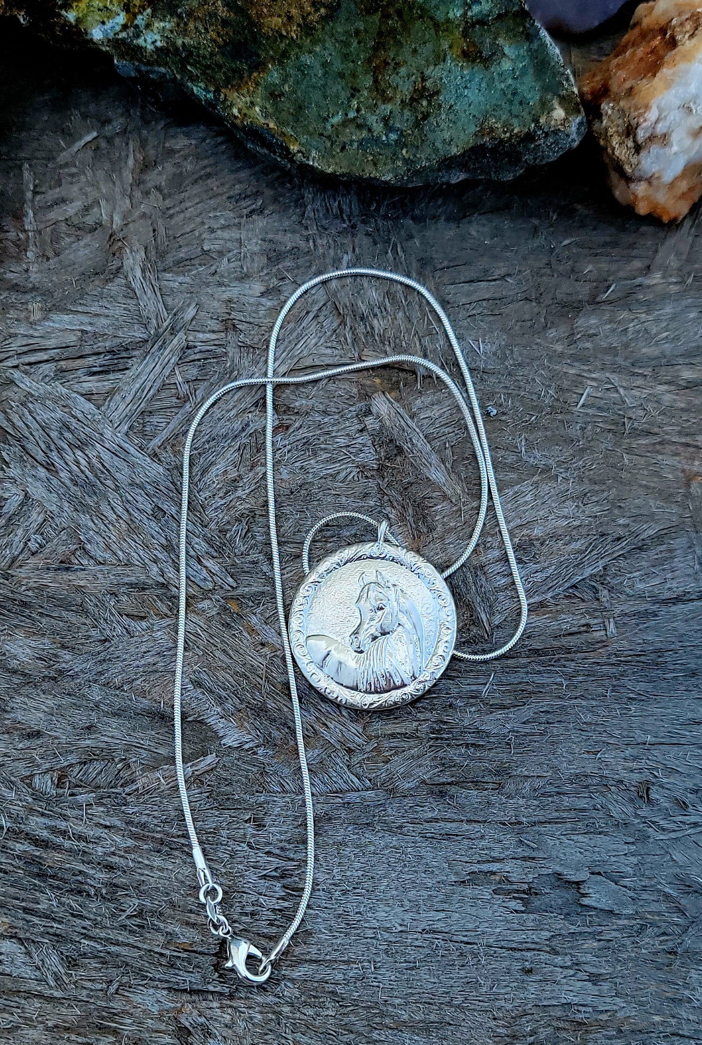 Sterling Silver Horse Portrait Medallion Necklace