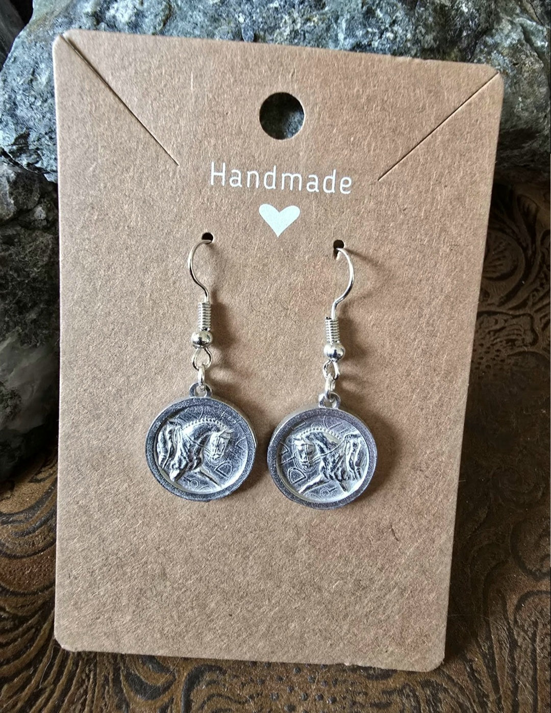 Dressage Horse Pewter Earrings Equestrian Jewelry Horse Earrings