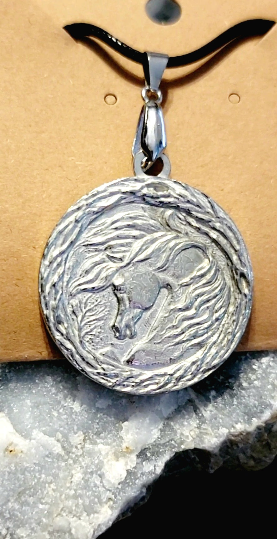 Pewter Arabian Horse Cherry Blossom Pendant