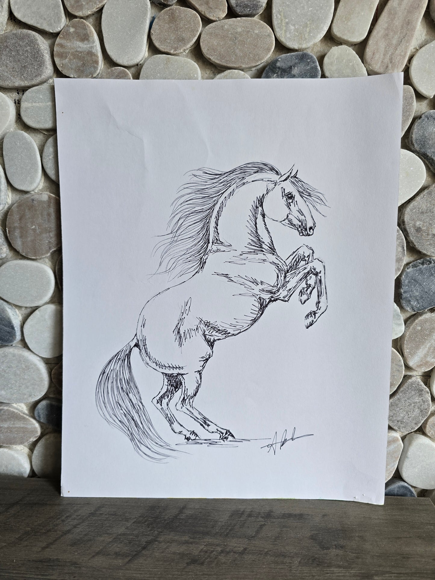 Rise — Original Roman Horse Ink Pen Drawing