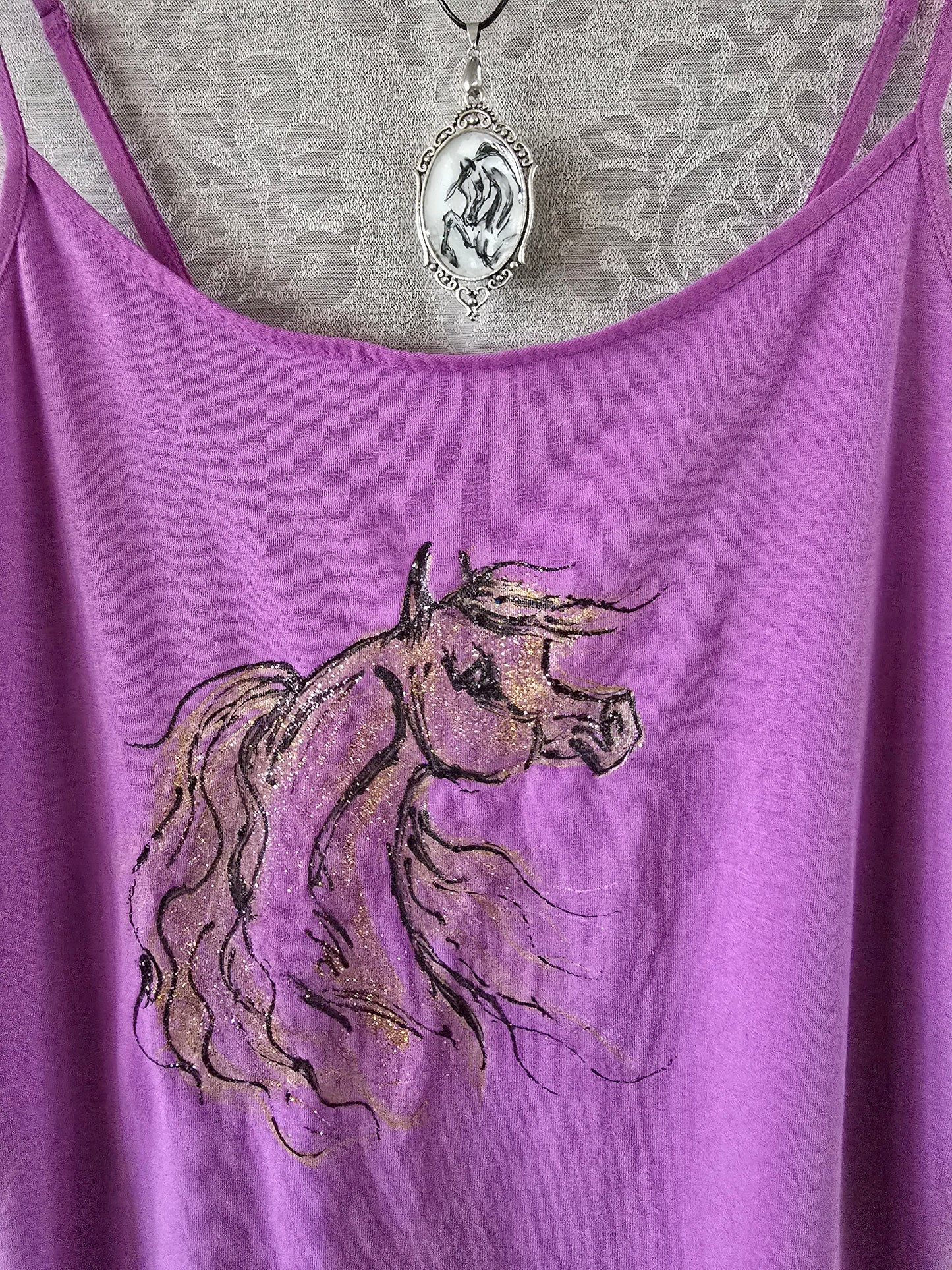 Hand-Painted Arabian Horse Cami — Original Wearable Art