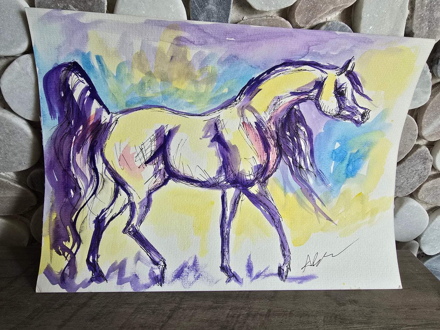 Arabian Horse Original Watercolor Painting 9x12”