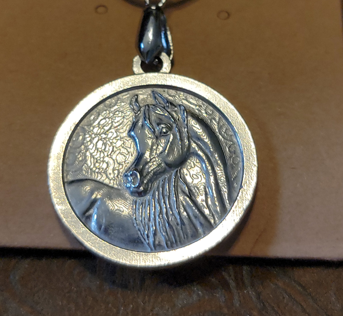 Sweet Mare Arabian Horse Pewter Pendant Necklace