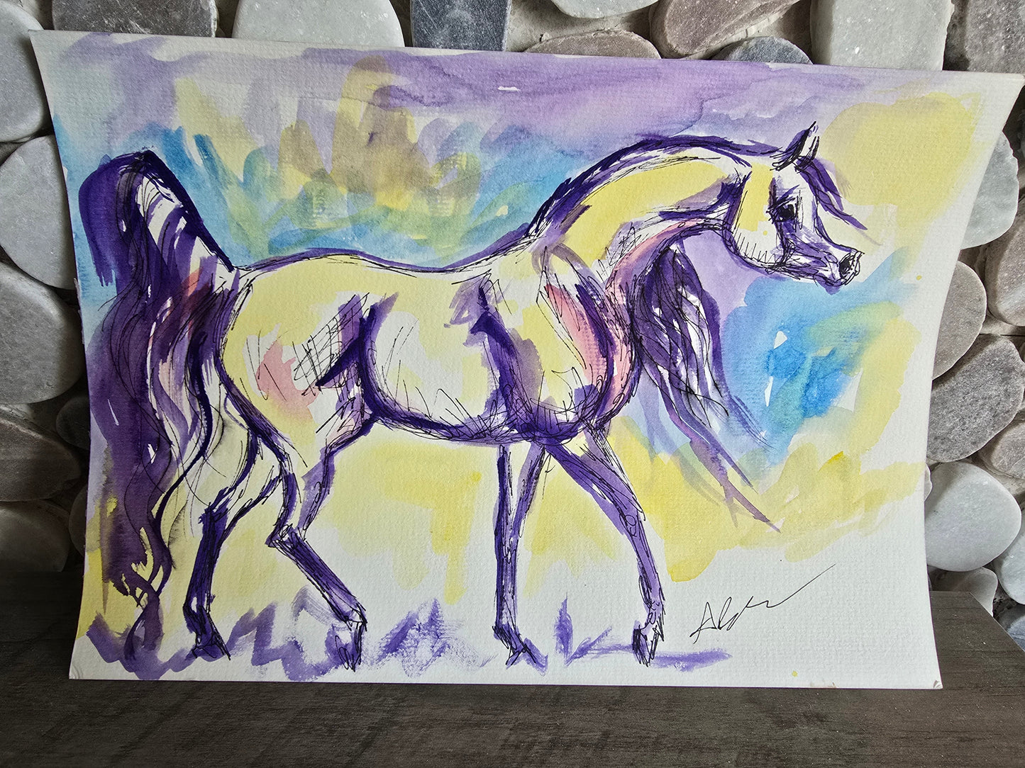 Arabian Horse Original Watercolor Painting 9x12”