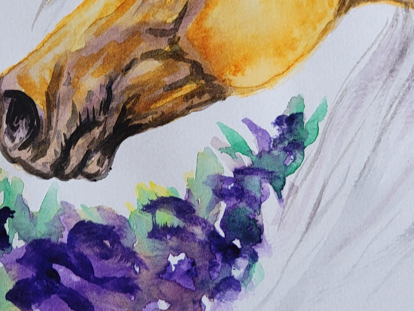 Palomino Horse Original Watercolor Painting 9x12"