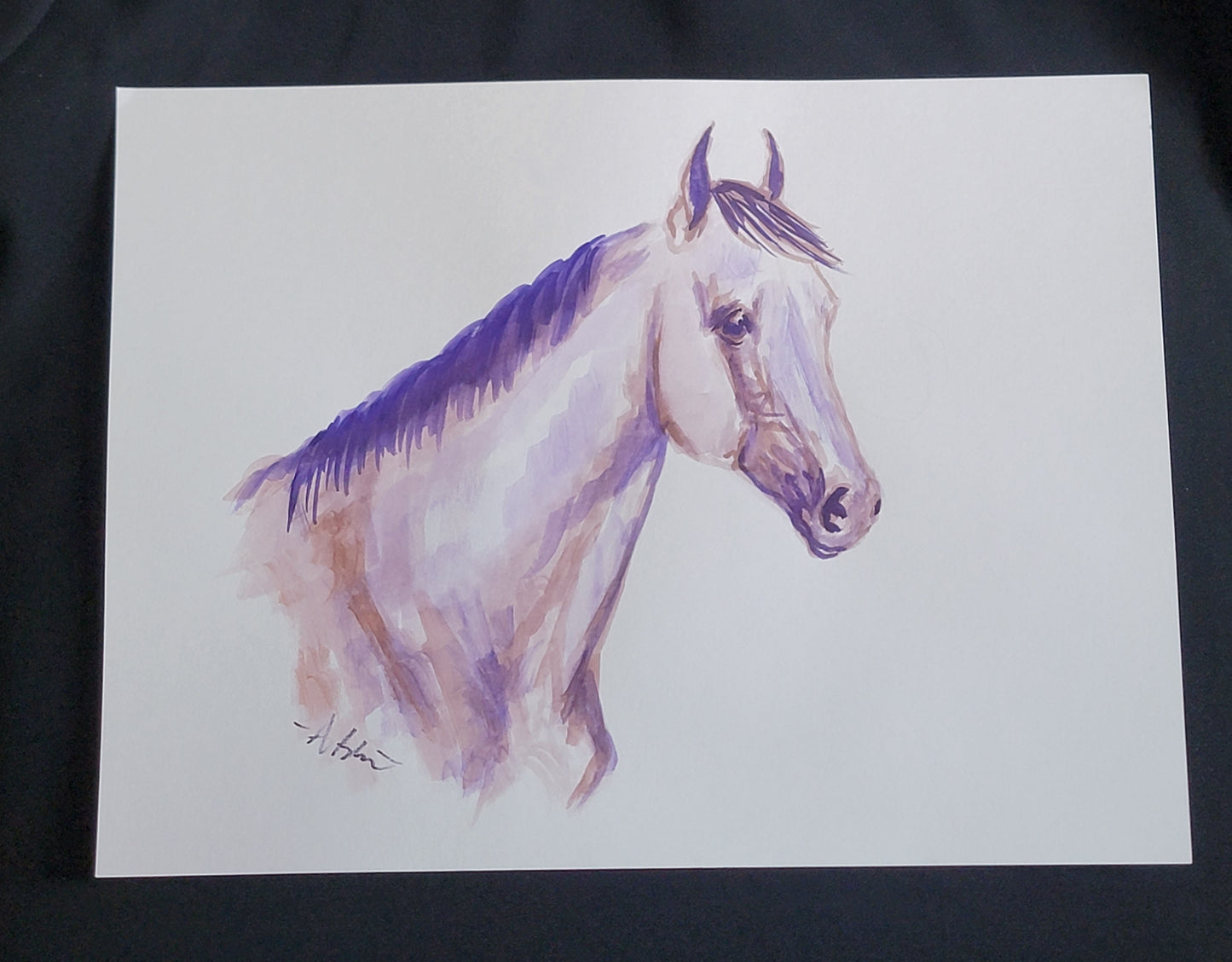 Purple Stock Horse — Original 9x12" Watercolor Equine Art Painting