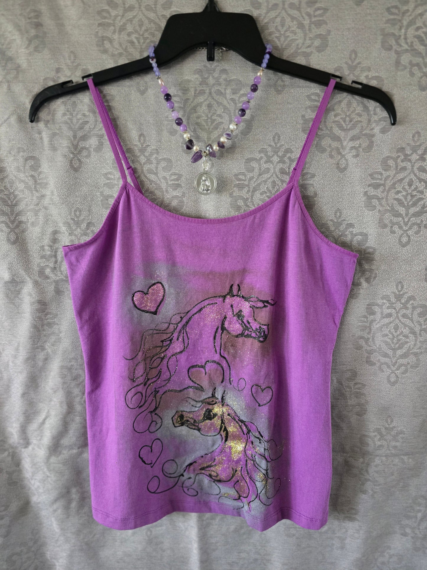 Hand-Painted Arabian Horse Duo Cami — Original Wearable Art
