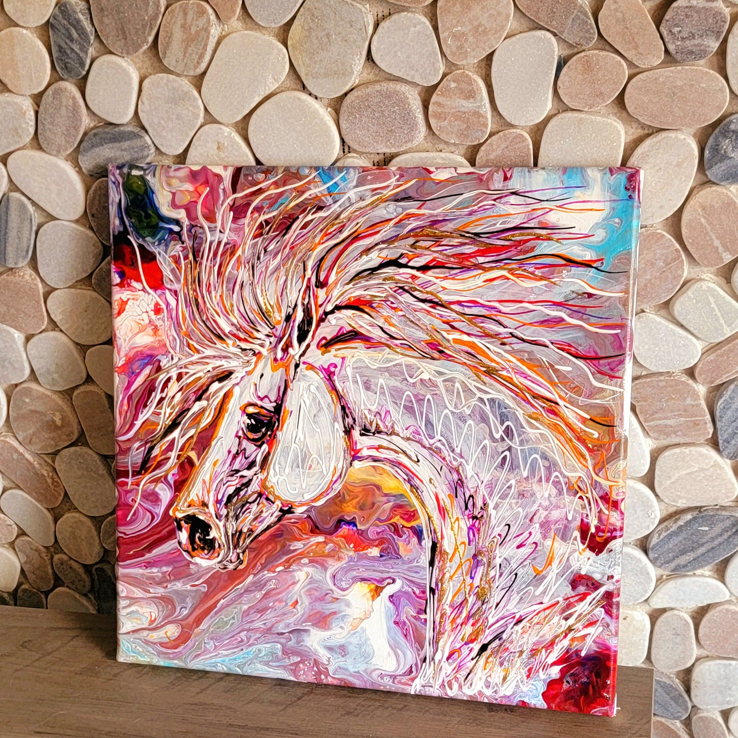 Wild Spirit — Original Arabian Horse Acrylic Painting 14×14"