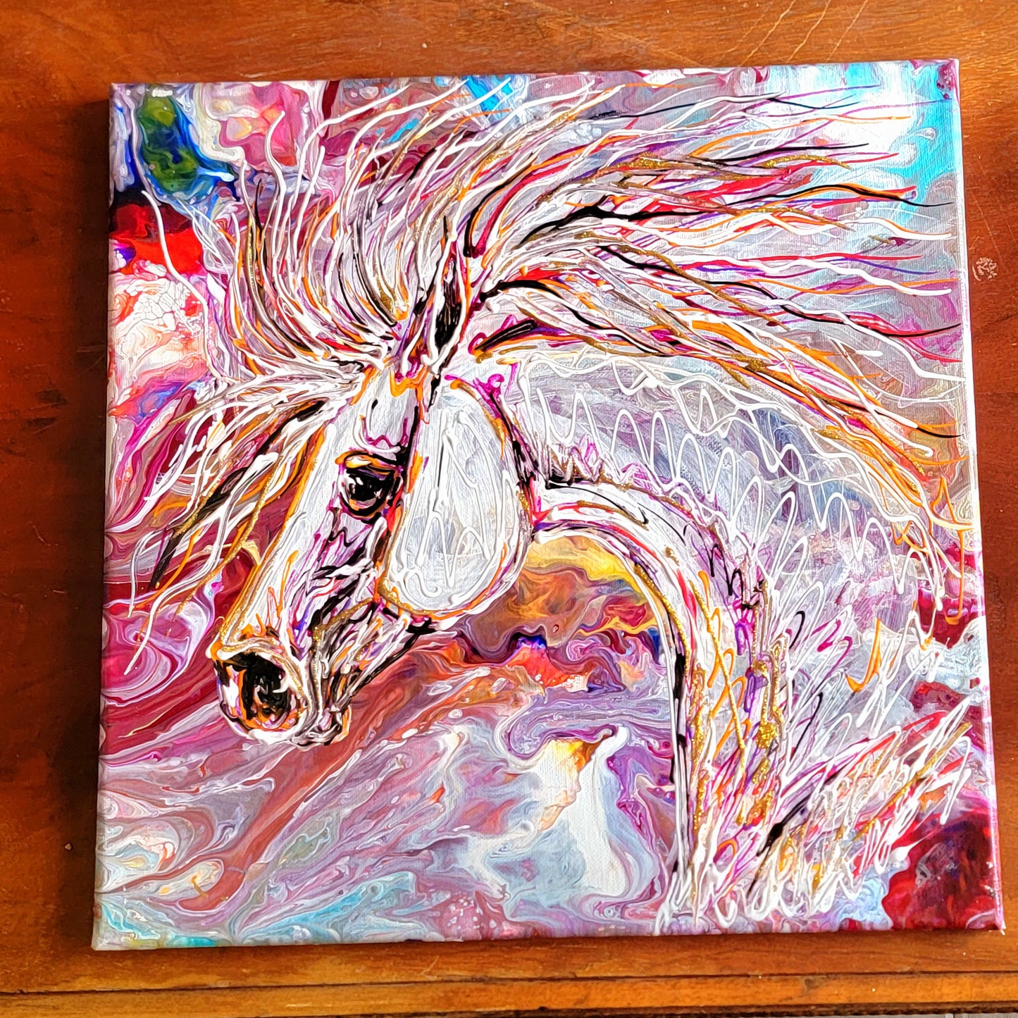Wild Spirit — Original Arabian Horse Acrylic Painting 14×14"