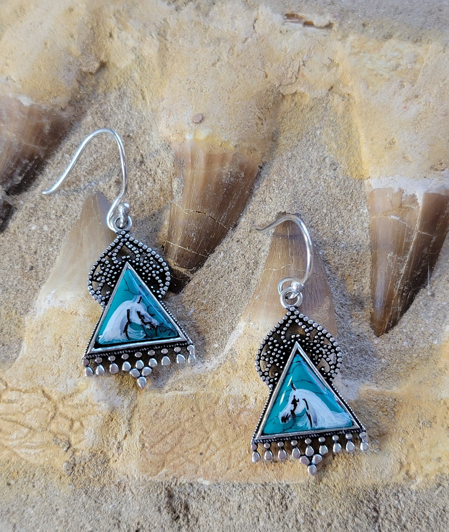Tribal Bedouin Sterling Silver Arabian Horse earrings
