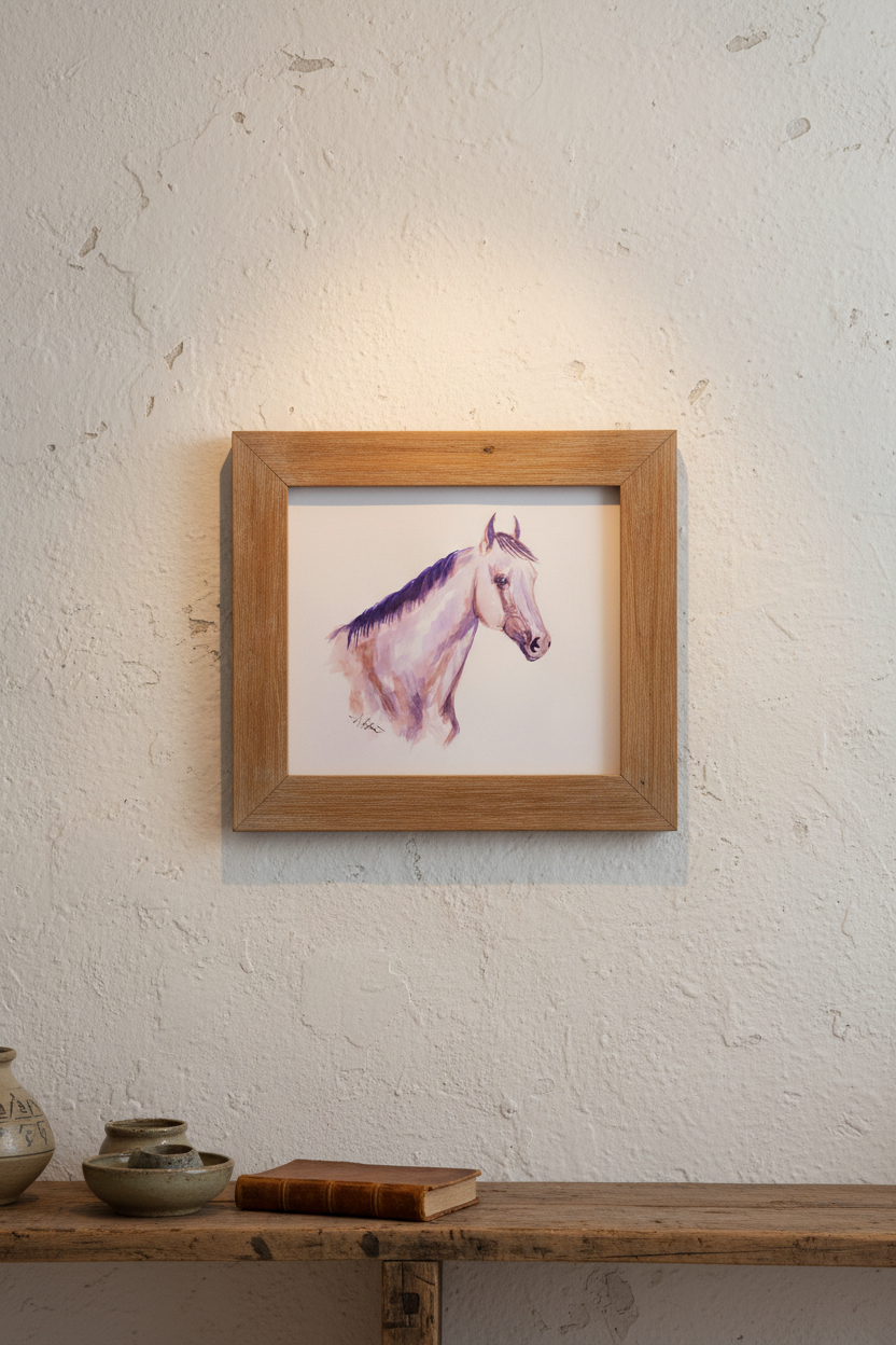 Purple Stock Horse — Original 9x12" Watercolor Equine Art Painting