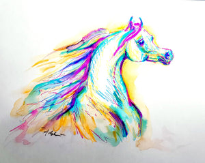 Solar Horse — Original Watercolor & Ink Hors Painting