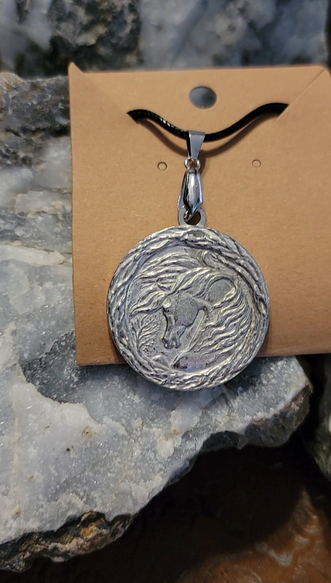 Pewter Arabian Horse Cherry Blossom Pendant