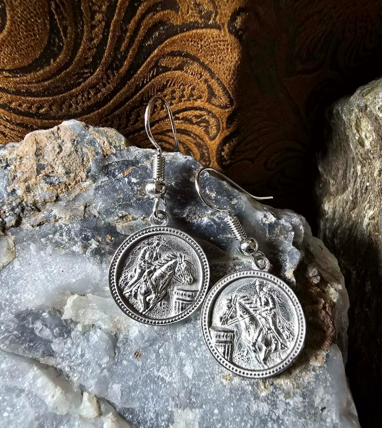 BARREL Racer Horse Earrings western luxury pewter jewelry