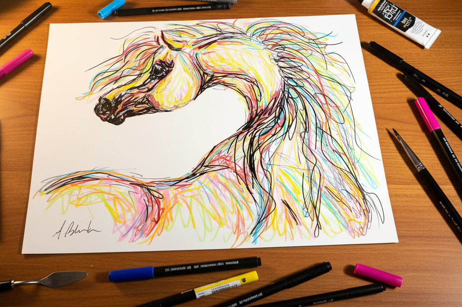 Luminous — Original 9x12" Multimedia Horse Painting