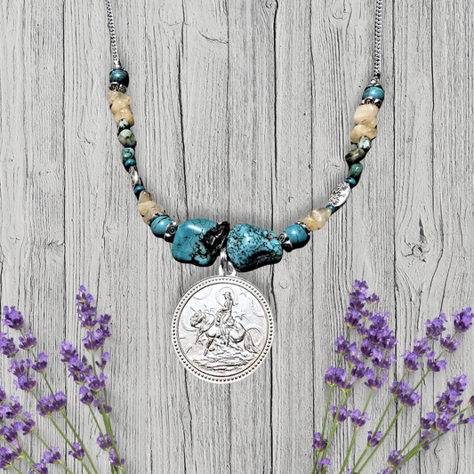 Reining Horse Turquoise Gemstone Necklace Cowgirl Horse Jewelry