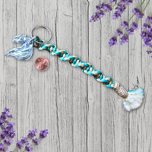 Fantasy Horse pewter Keychain Macrame lanyard