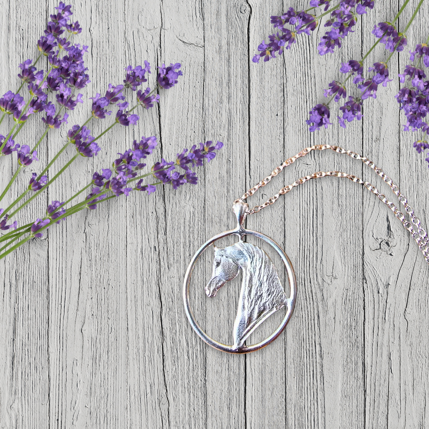 Sterling Silver Arabian Horse Circle Pendant