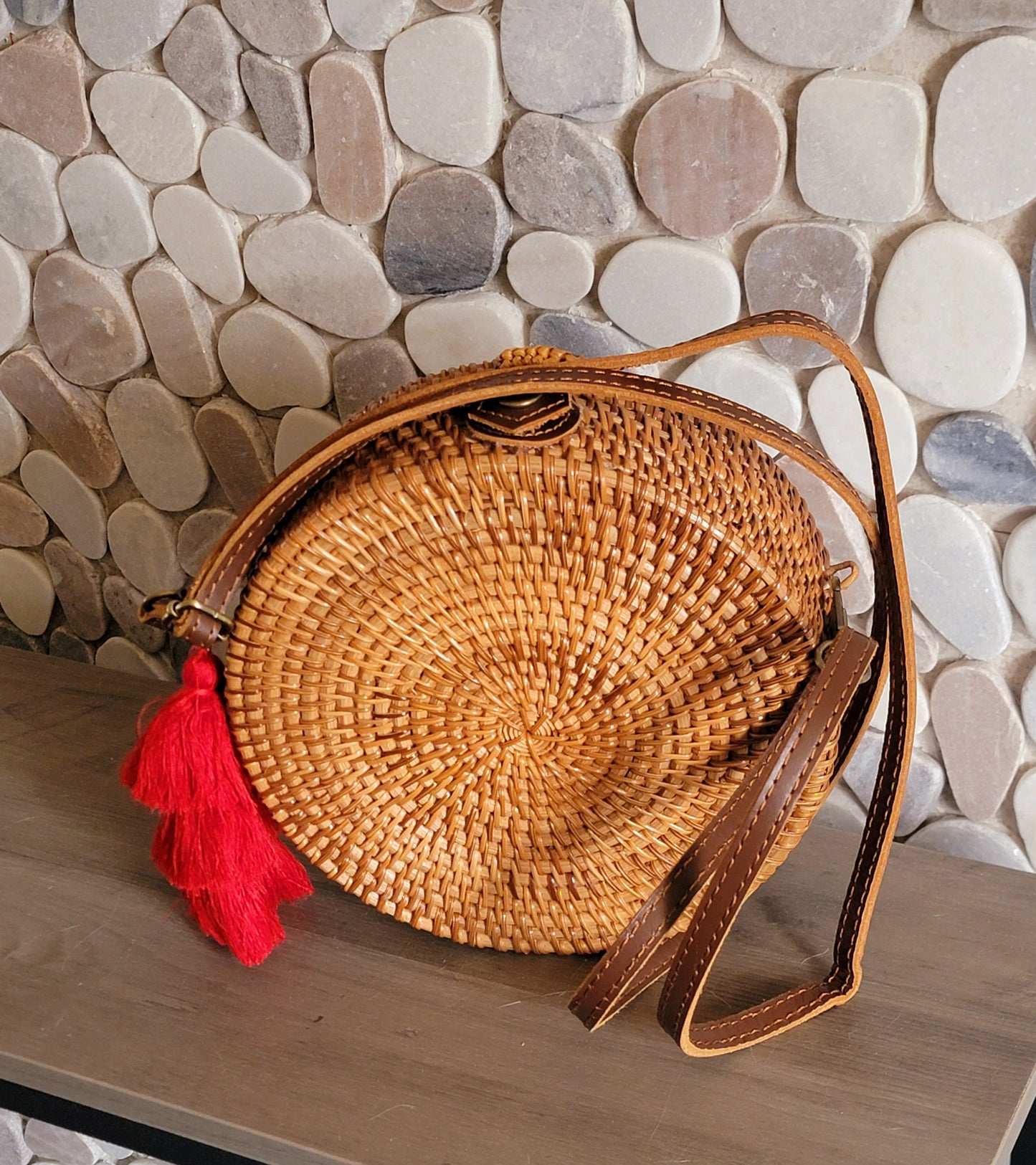 Moonlit Arabian — Hand-Painted, Hand Sculpted Vintage Rattan Crossbody Bag