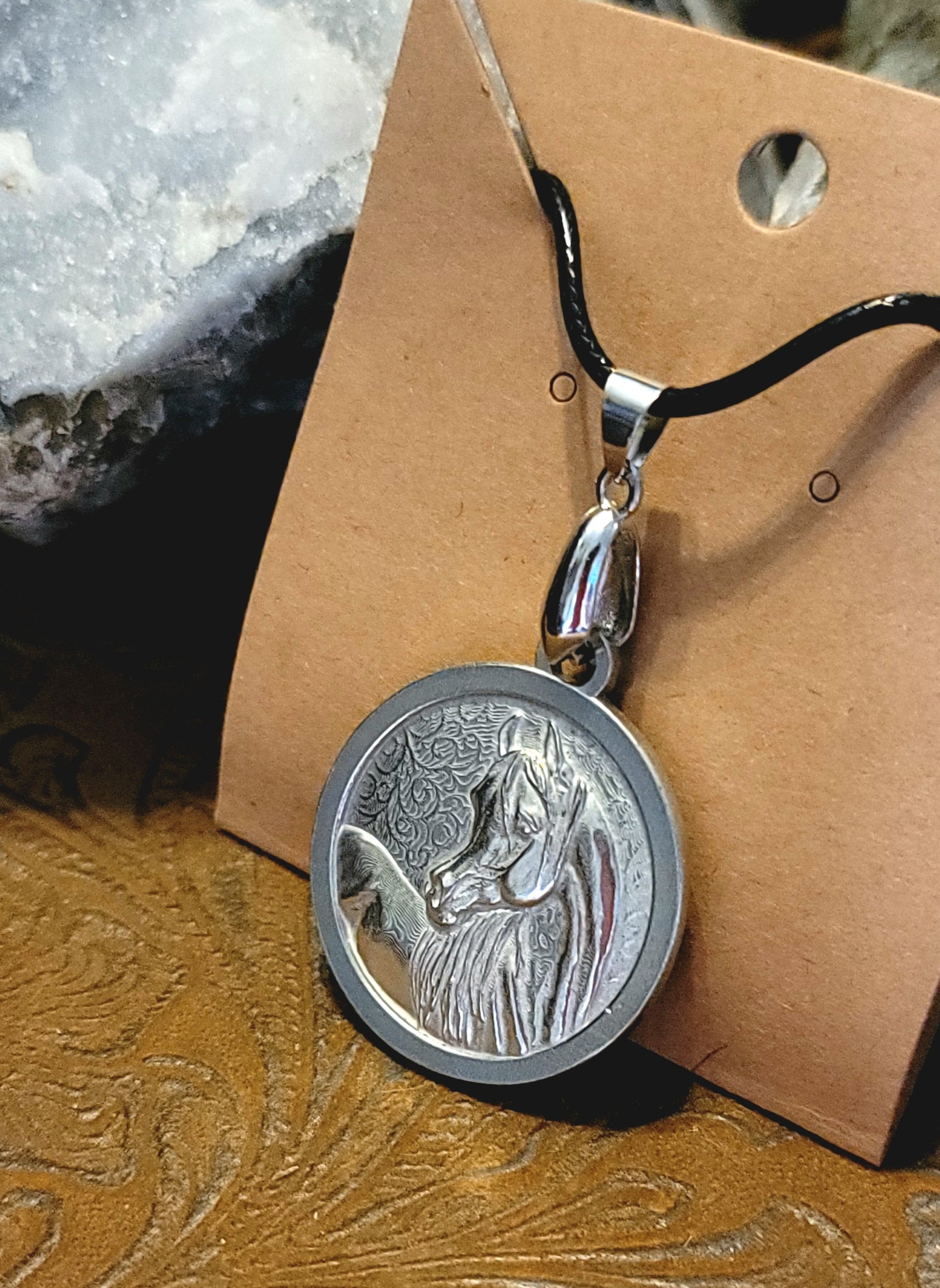 Sweet Mare Arabian Horse Pewter Pendant Necklace