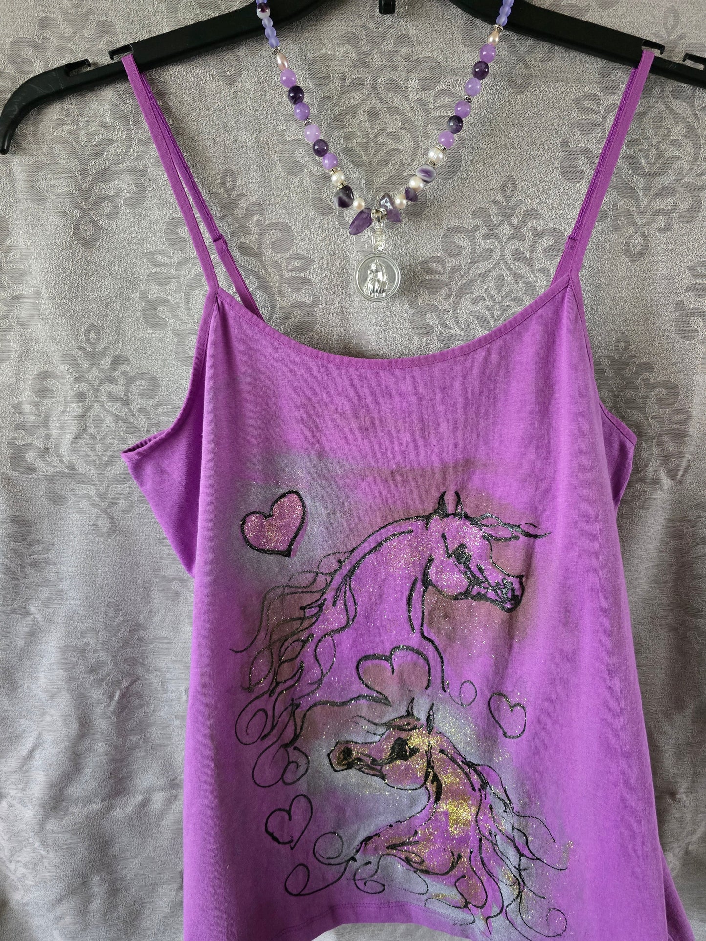 Hand-Painted Arabian Horse Duo Cami — Original Wearable Art