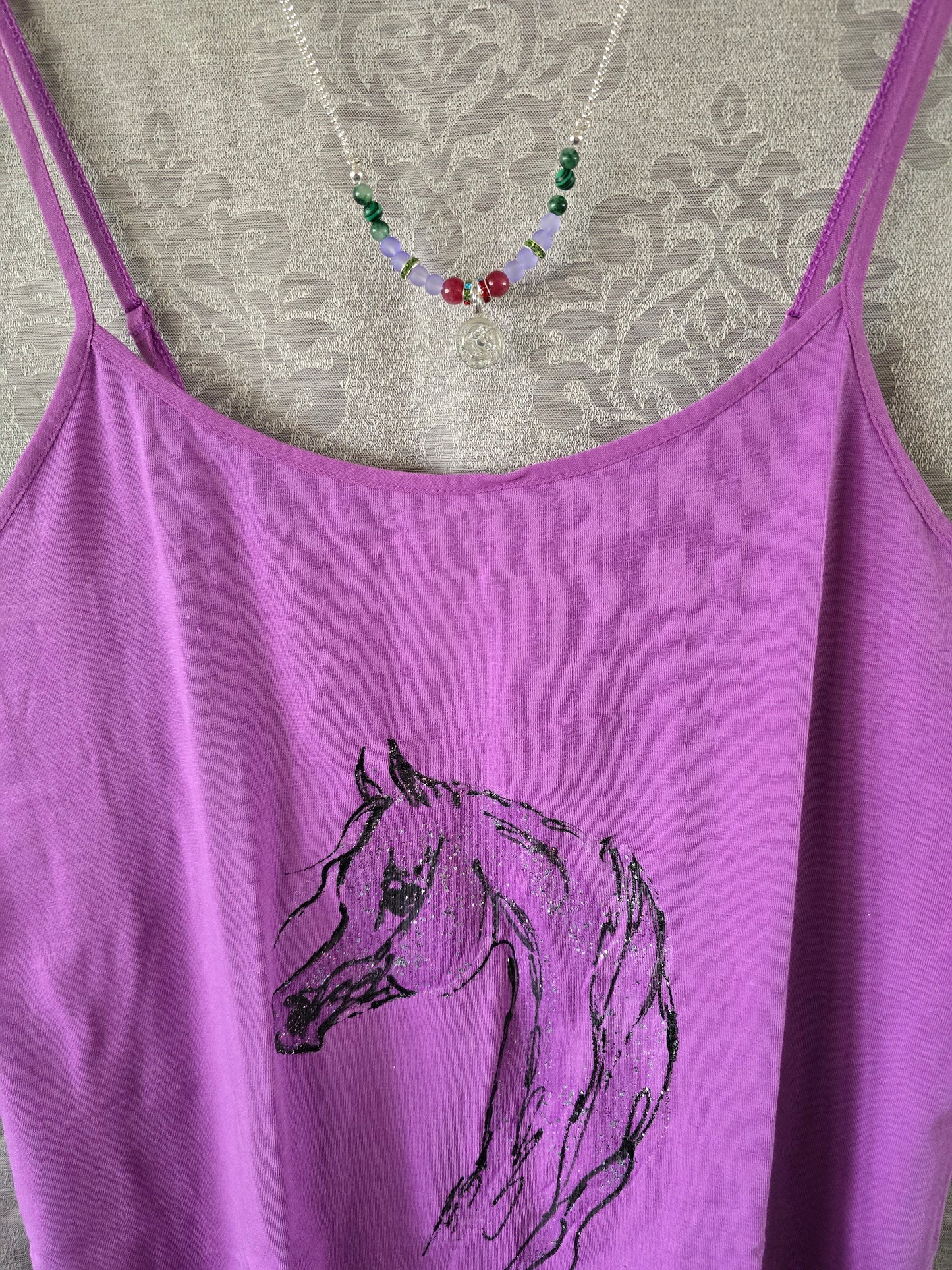 Hand-Painted Arabian Horse Cami — Original Wearable Art