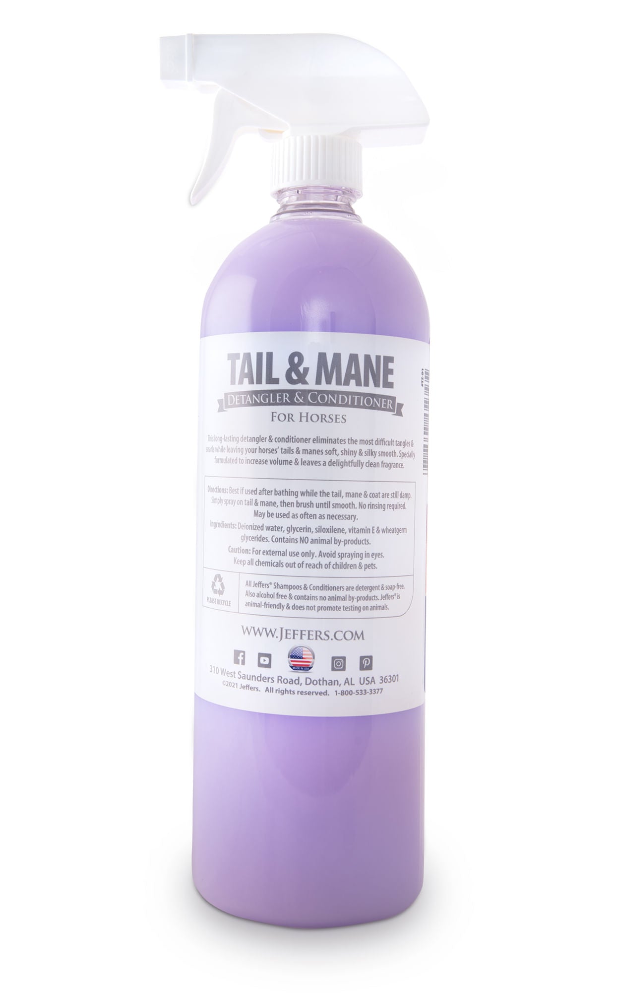 Jeffers Brand Equine Tail & Mane Detangler and Conditioner for Horses