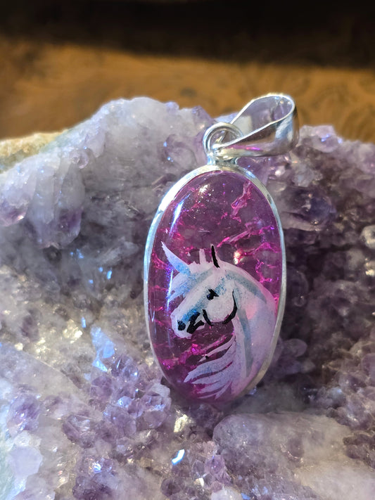 Reservation for Alissa — Hand-Painted Unicorn Pendant